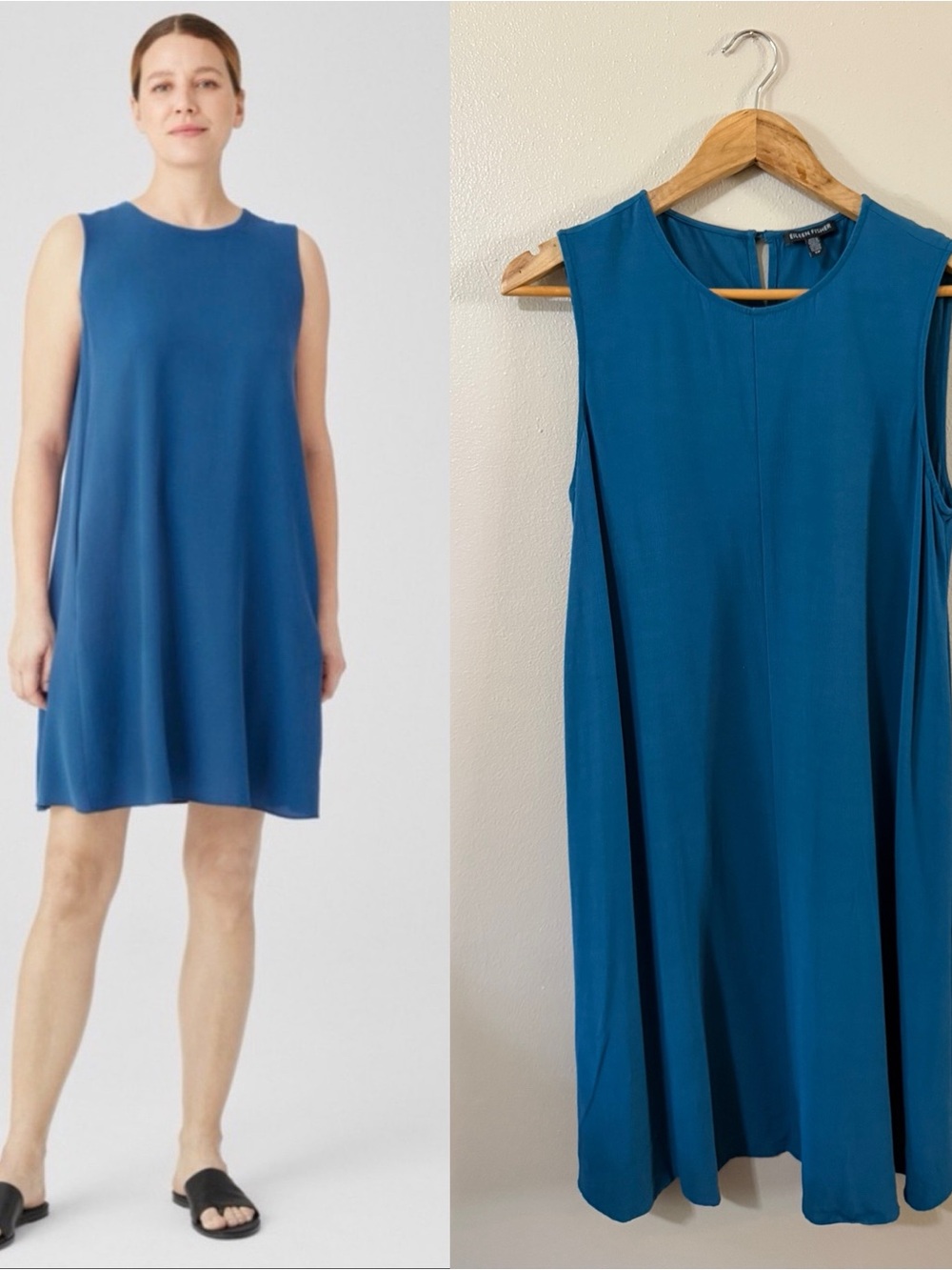 Eileen Fisher | Tencel Crepe Shift Dress in Nile Blue